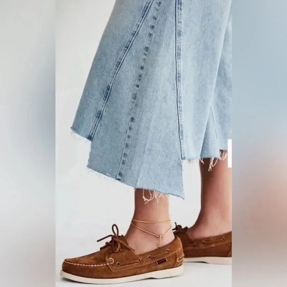 $148 NEW Free People We The Free Ripple Wide-Leg Pieced Crop Jeans Size 24 L